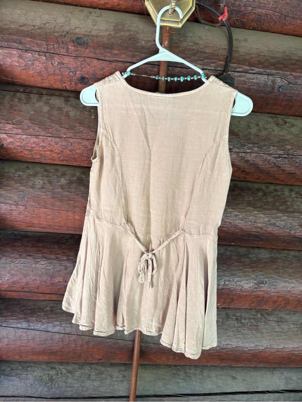 Braja M Hippie Boho embroidered Tan Womens Sleeveless Top tunic Gypsy style - Picture 8 of 11